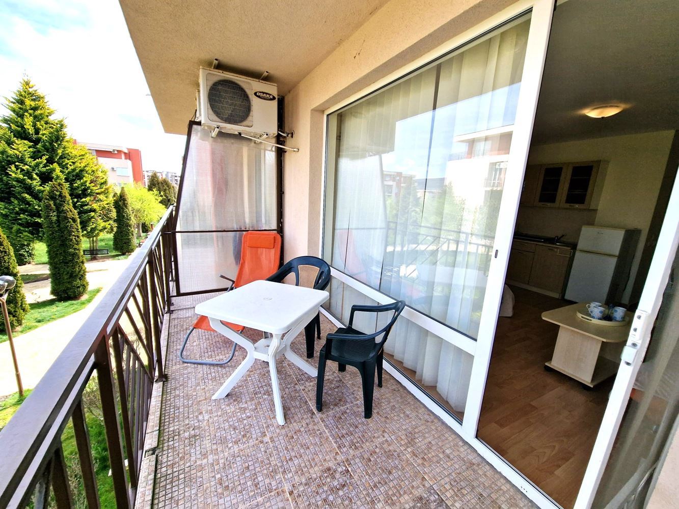 Furnished Studio with Pool View in an Excellent Complex Near the Aquapark in Sunny Beach
