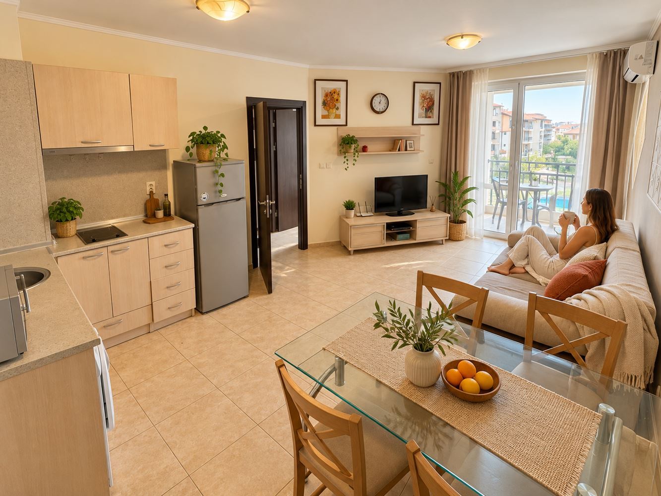 One-Bedroom Apartment with Pool View in Nessebar – Comfort, Sea and Excellent Conditions for Holidays and Investment