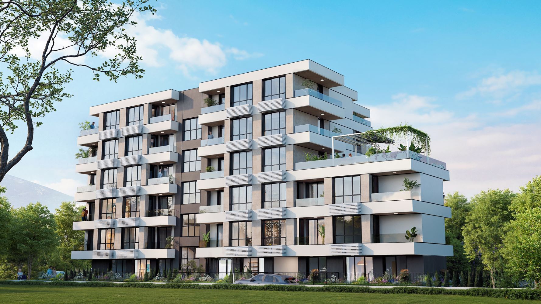 One-Bedroom Apartment with a Private Small Garden in a New Modern Complex in Sunny Beach