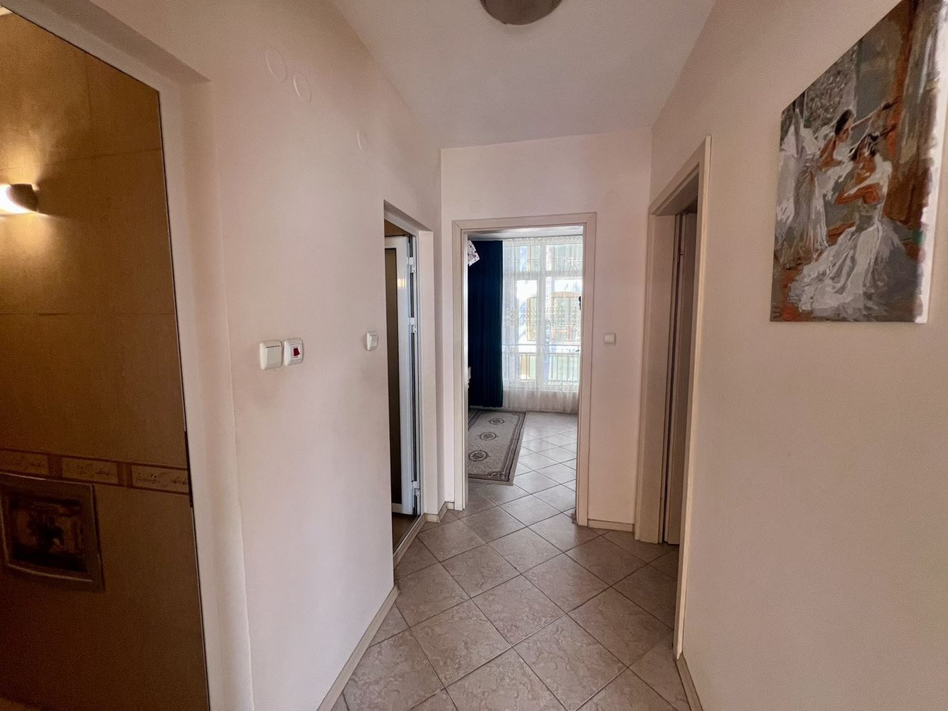 Spacious three-room apartment with two bedrooms and pool view in Sunny Beach
