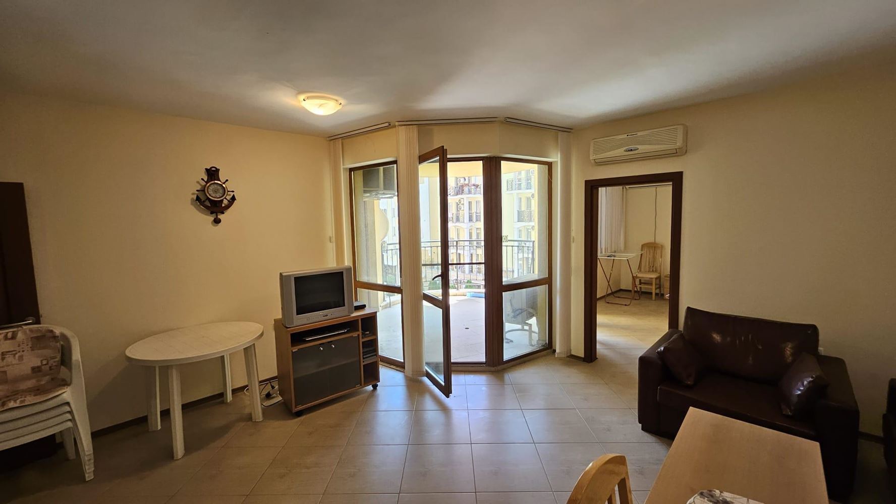 Three-room apartment with an excellent area and low maintenance fee in Sunny Beach