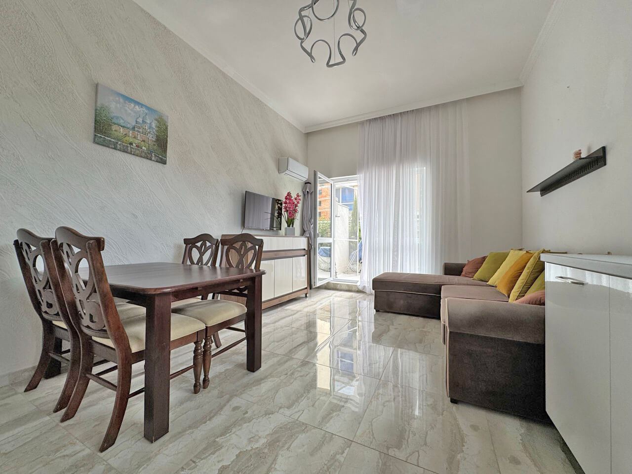 Spacious one-bedroom apartment with a large terrace and pool view in Sunny Beach