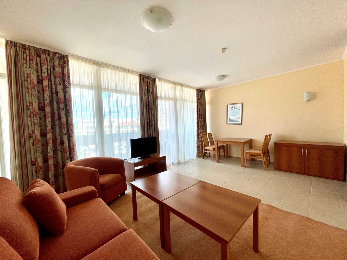 Spacious One-Bedroom Apartment on the First Sea Line in Pomorie with Sea View