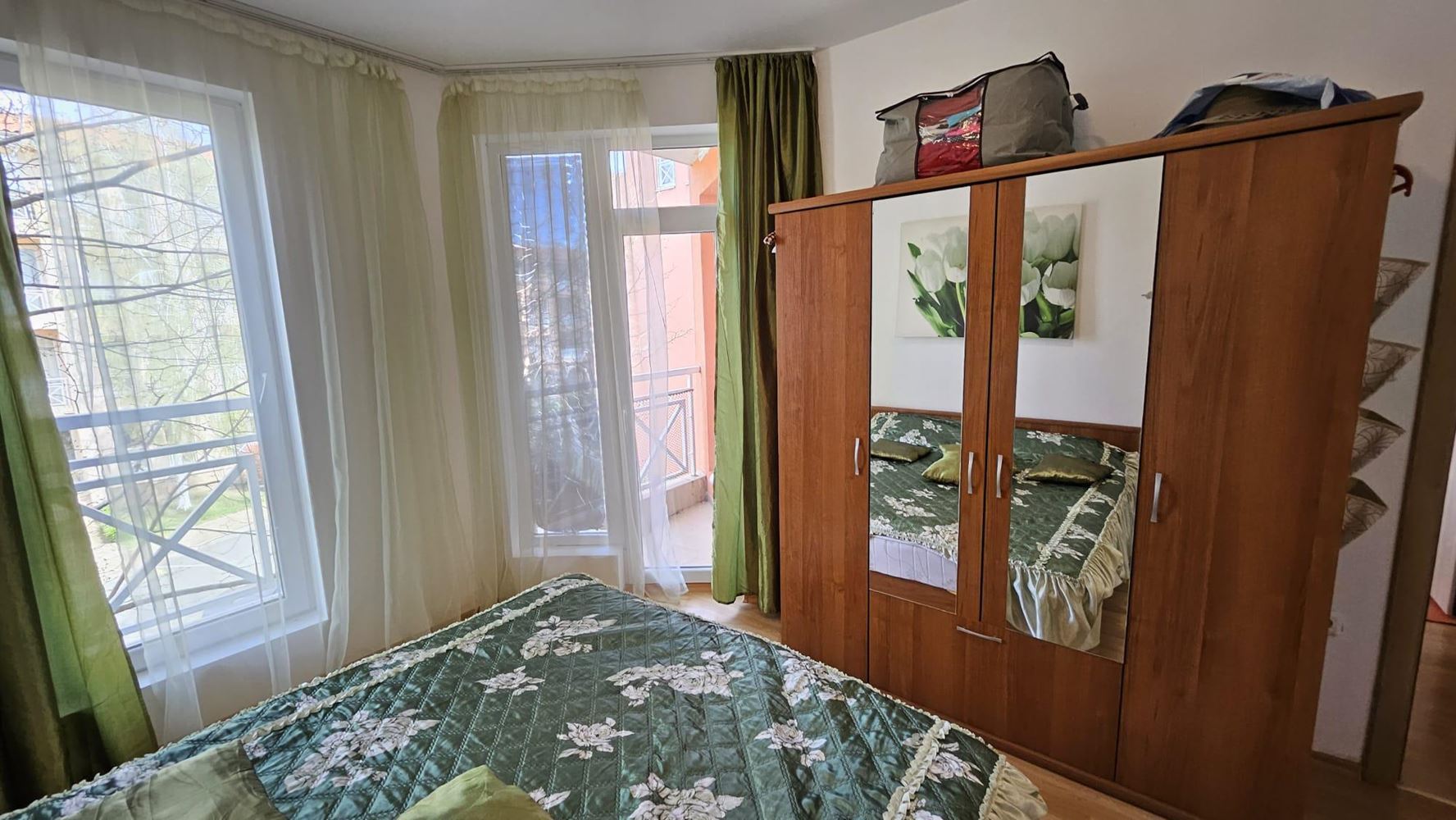 Modern one-bedroom apartment in a gated complex with pools and water attractions in the Sunny Beach area